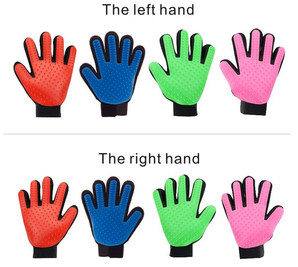 Compawions Grooming Gloves - Left and Right - Enhanced Five Finger Design - For Cats, Dogs & Horses - Your Pet Will Love It - FREE Shipping
