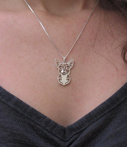 Handmade Short & Long Haired Chihuahua Sterling Silver/18 Gold Pendant and 18" Necklace - FREE - Just Pay Shipping!