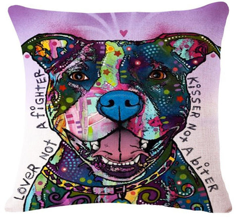 Pitbull Pillow- Throw Pillow COVER Pit Bull Pitbull - Pitbull Painting - Pitbull Art - Pitbull Fabric - Pitbull Mom