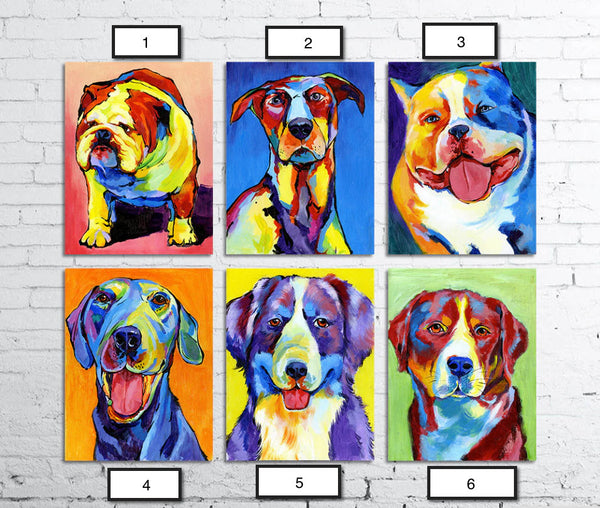 Assorted Dog Canvas Painting- Dog Paintings - Doggie Art FREE Shipping