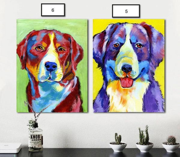 Assorted Dog Canvas Painting- Dog Paintings - Doggie Art FREE Shipping
