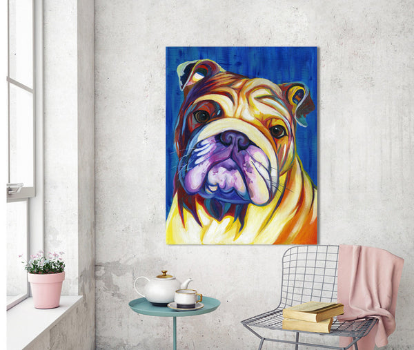 Bulldog Canvas Painting- English Bulldog Painting - Bulldog Art FREE Shipping