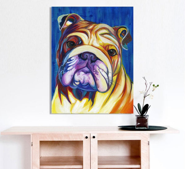 Bulldog Canvas Painting- English Bulldog Painting - Bulldog Art FREE Shipping