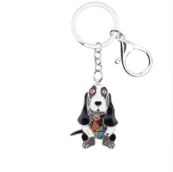 Basset Hound Jewelry - Basset Hound KeyChain- Hound Dog Art - Basset Hound Watercolor - Basset Hound Figurine- FREE Shipping