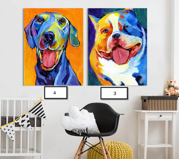 Assorted Dog Canvas Painting- Dog Paintings - Doggie Art FREE Shipping