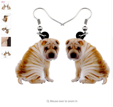 Shar Pei Jewelry - Shar Pei Necklace- Shar Pei Art - Shar Pei Earrings - Shar Pei Gifts FREE Shipping