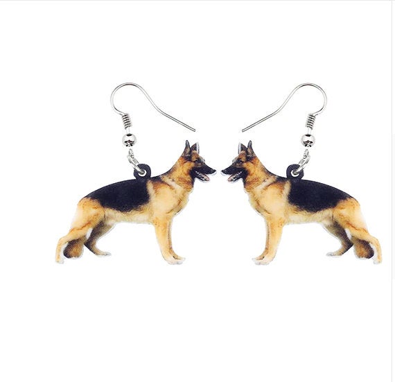 German Shepherd Jewelry - German Shepherd Necklace- German Shepherd Art - German Shepherd Earrings - FREE Shipping