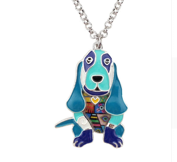 Basset Hound Dog Jewelry - Basset Hound Necklace- Basset Hound Art - Basset Hound Watercolor - Basset Hound Figurine- FREE Shipping