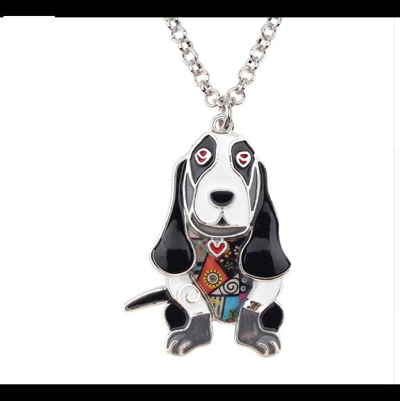 Basset Hound Dog Jewelry - Basset Hound Necklace- Basset Hound Art - Basset Hound Watercolor - Basset Hound Figurine- FREE Shipping