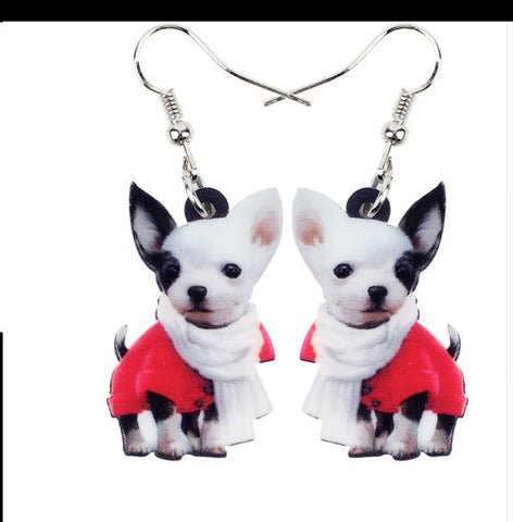 Chihuahua Jewelry - Chihuahua Necklace- Chihuahua Art - Chihuahua Earrings - FREE Shipping