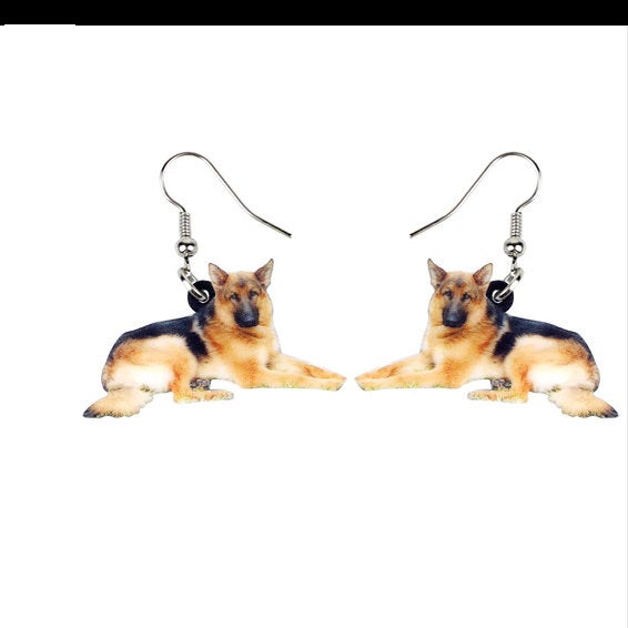 German Shepherd Jewelry - German Shepherd Necklace- German Shepherd Art - German Shepherd Earrings - FREE Shipping