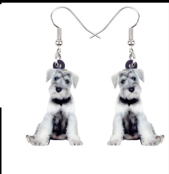 Schnauzer Jewelry - Miniature Schnauzer Necklace- Schnauzer Art - Schnauzer Earrings - Schnauzer Gifts - FREE Shipping