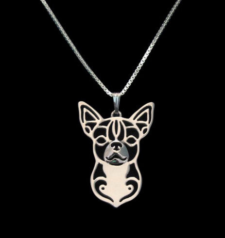 Handmade Short & Long Haired Chihuahua Sterling Silver/18 Gold Pendant and 18" Necklace - FREE - Just Pay Shipping!